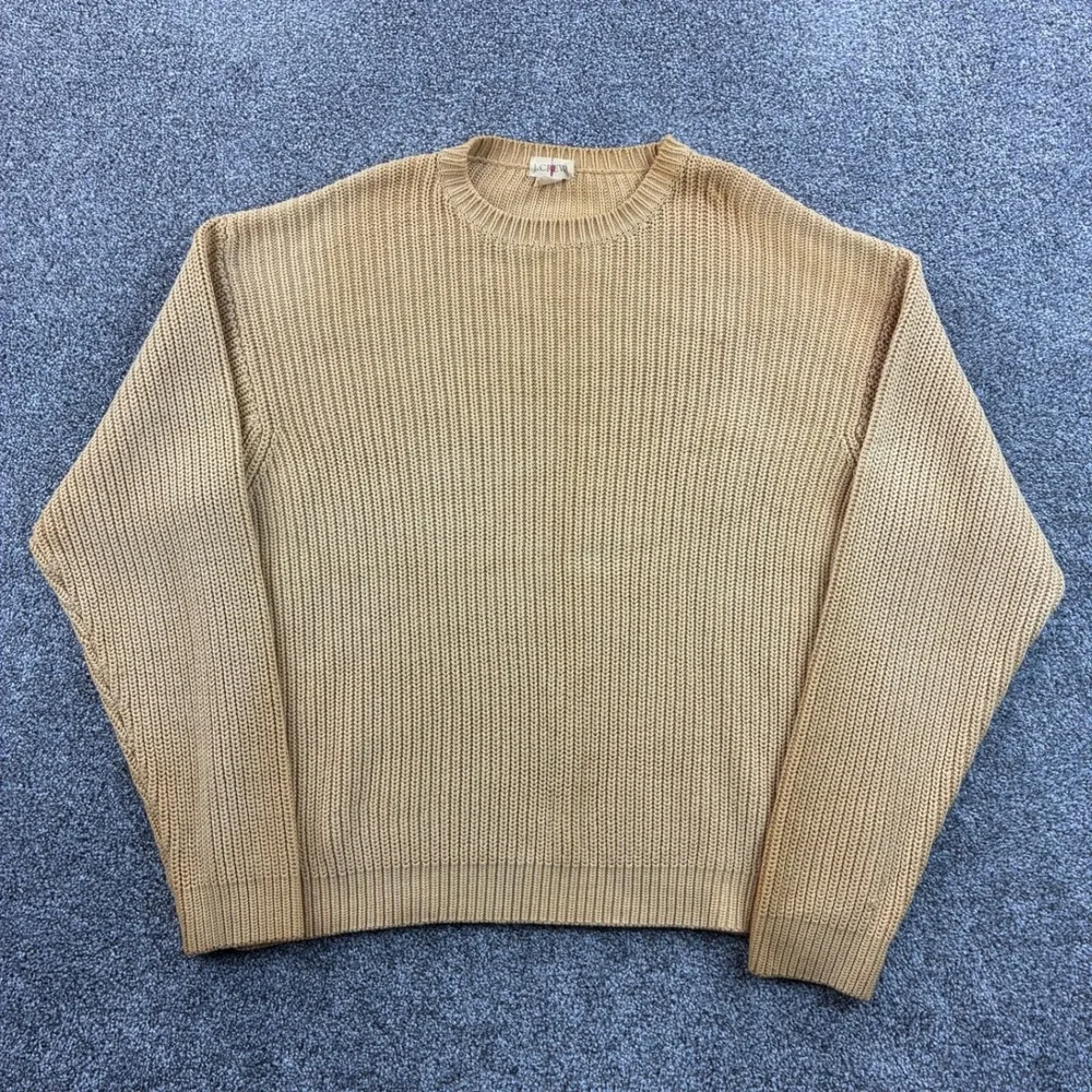 Vintage J.Crew Oarsman Sweater Mens XL‎ Yellow Shaker Chunky Knit Fisherman